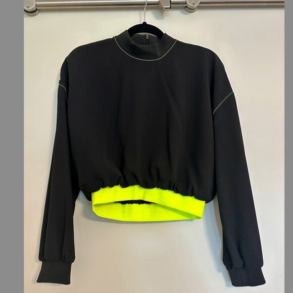 Black & Neon Cropped Crewneck - Picture 1 of 7